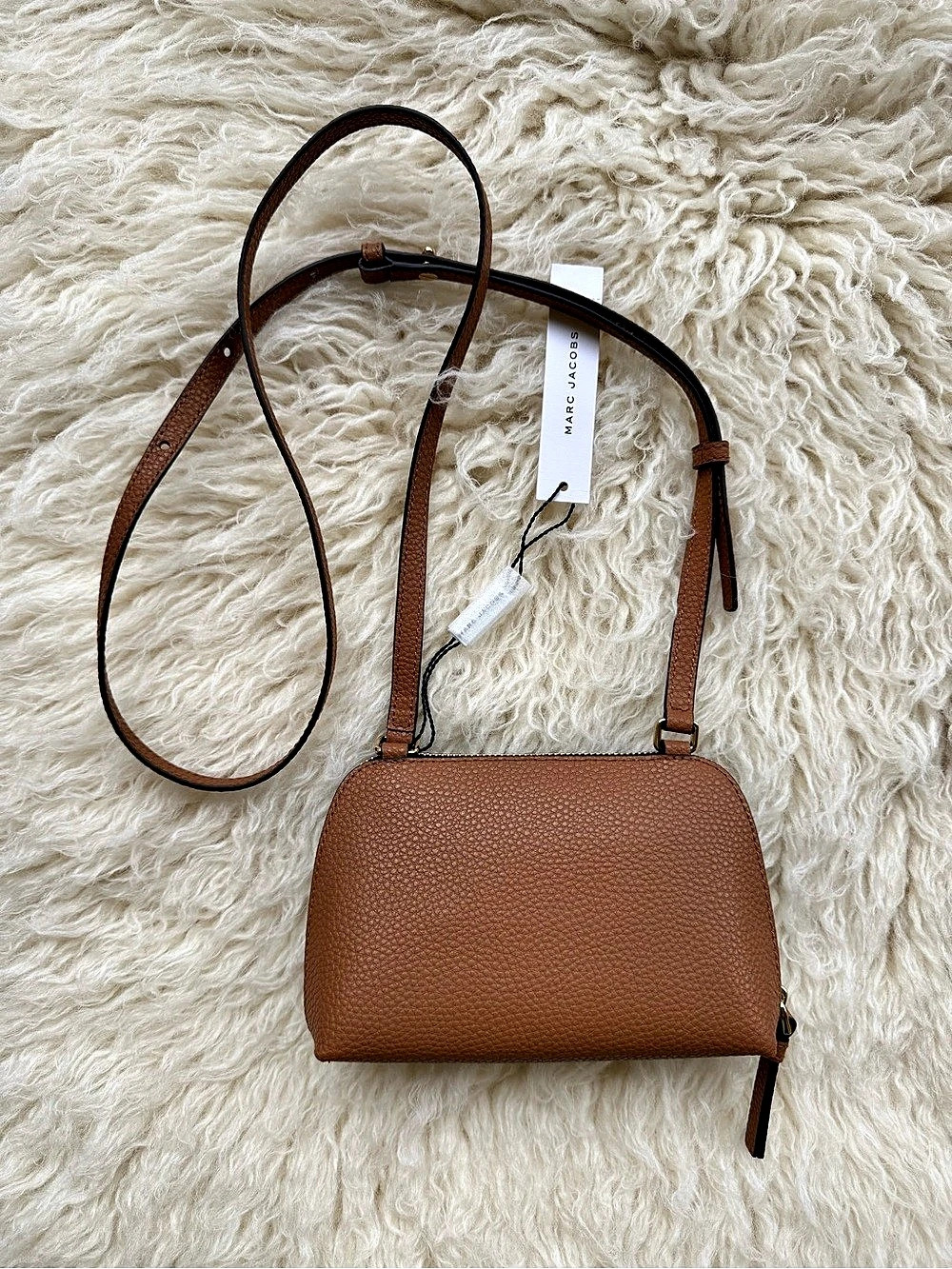 Marc Jacobs Mini Pebbled Leather Crossbody Bag Whiskey Brown NWT - Picture 3 of 9